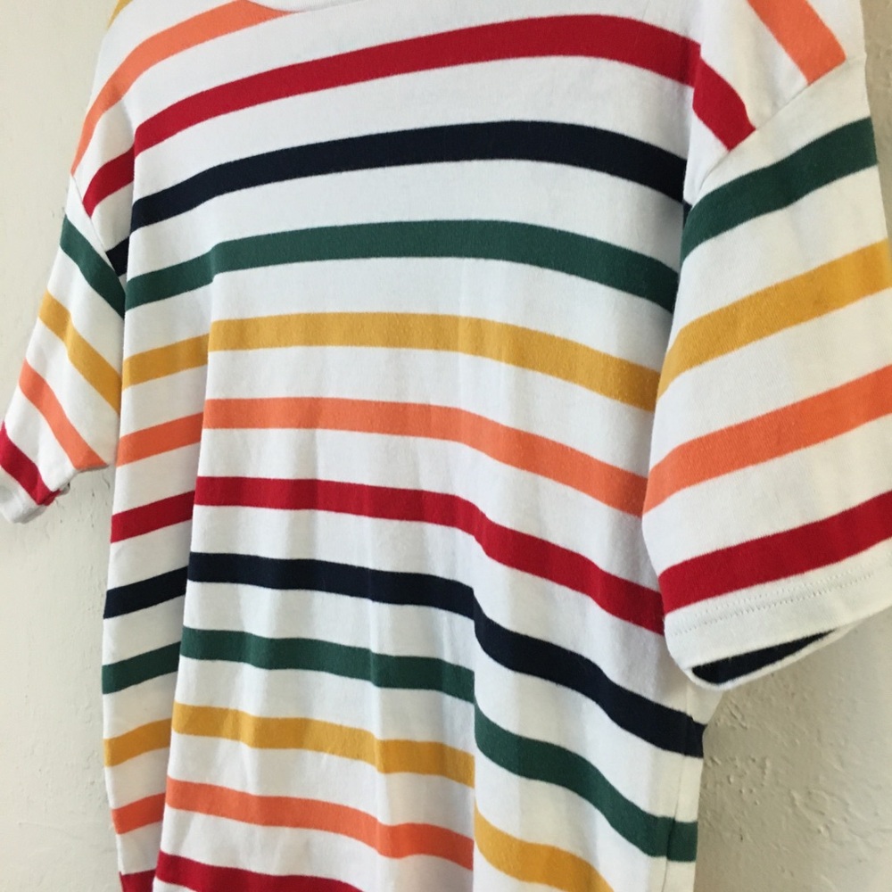 Brandy Melville Short Sleeve Striped T-Shirt 100% Cotton Casual Stretch Relaxed - Picture 3 of 6